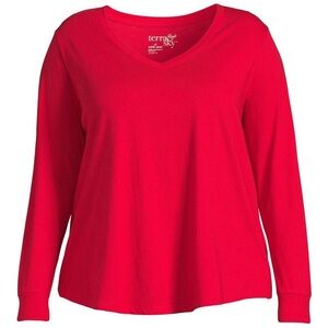 Women's Plus Size V-Neck Tee with Long Sleeves